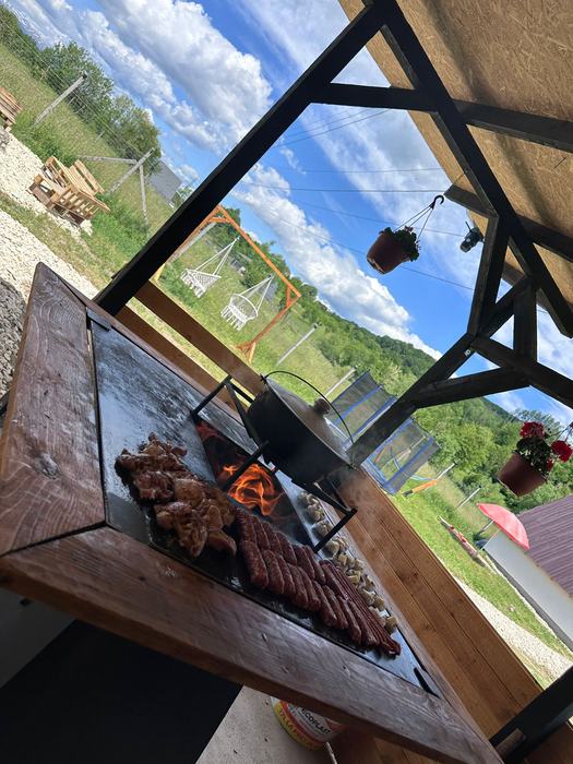 Grătar cu carne pe terasă